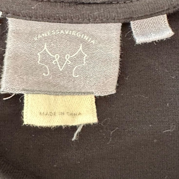 Anthropologie Vanessa Virginia indak metallic ruffle black tee - Picture 6 of 7